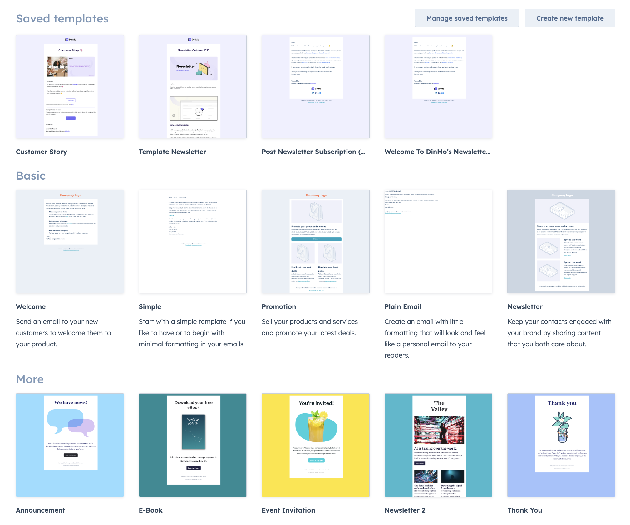 Example - Hubspot templates