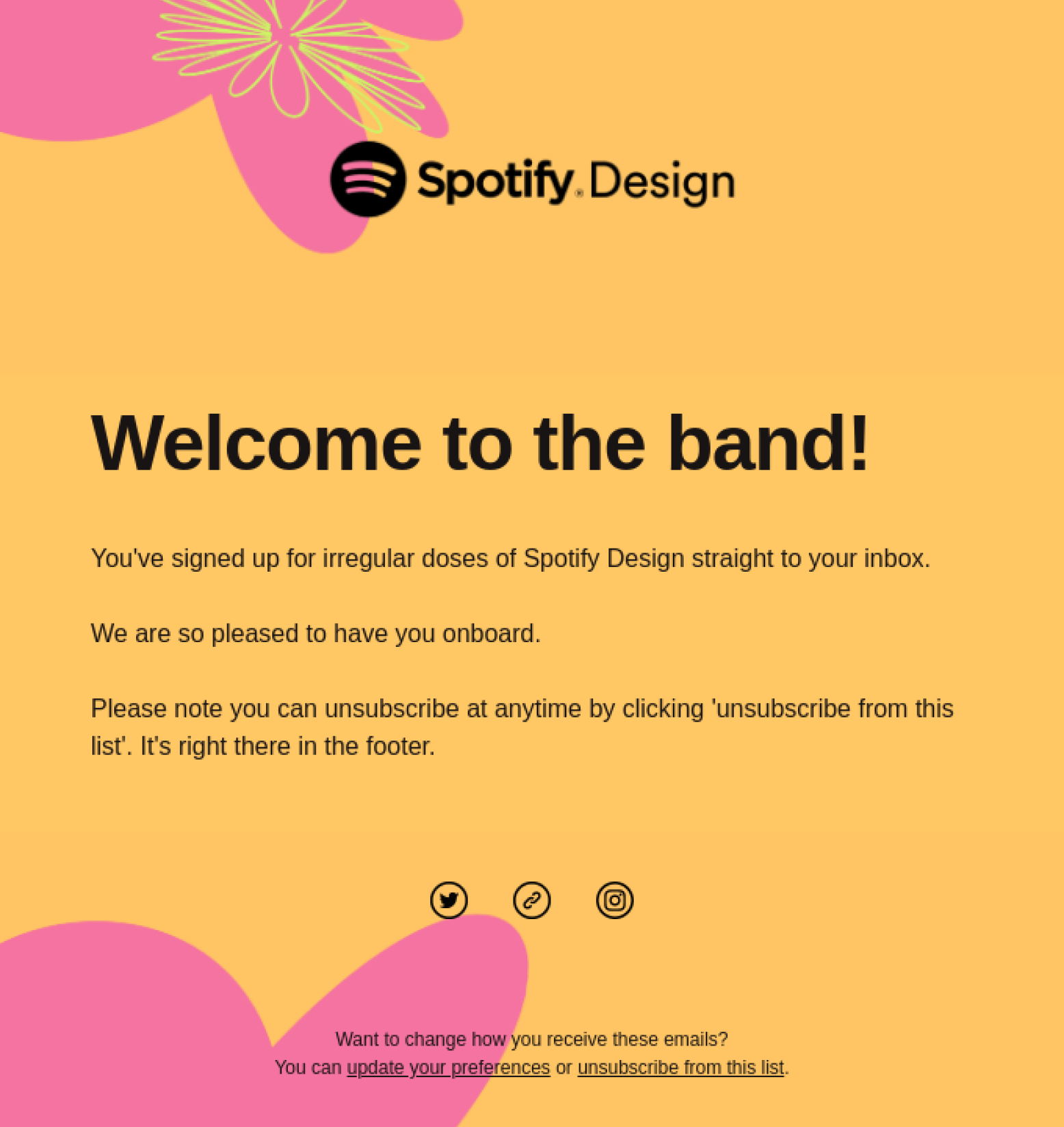 Example - Spotify welcome newsletter