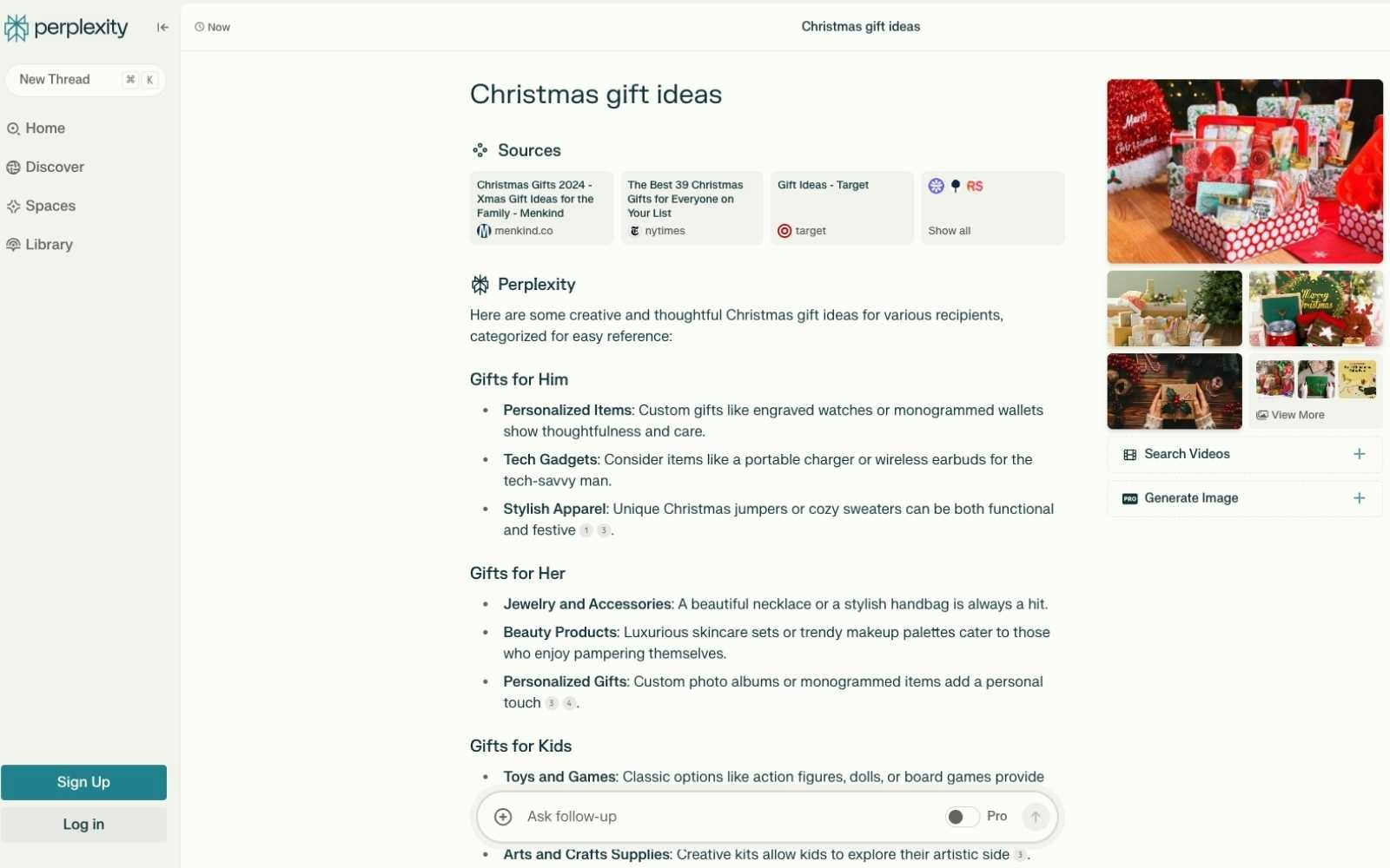 Christmas gift ideas (Perplexity AI)