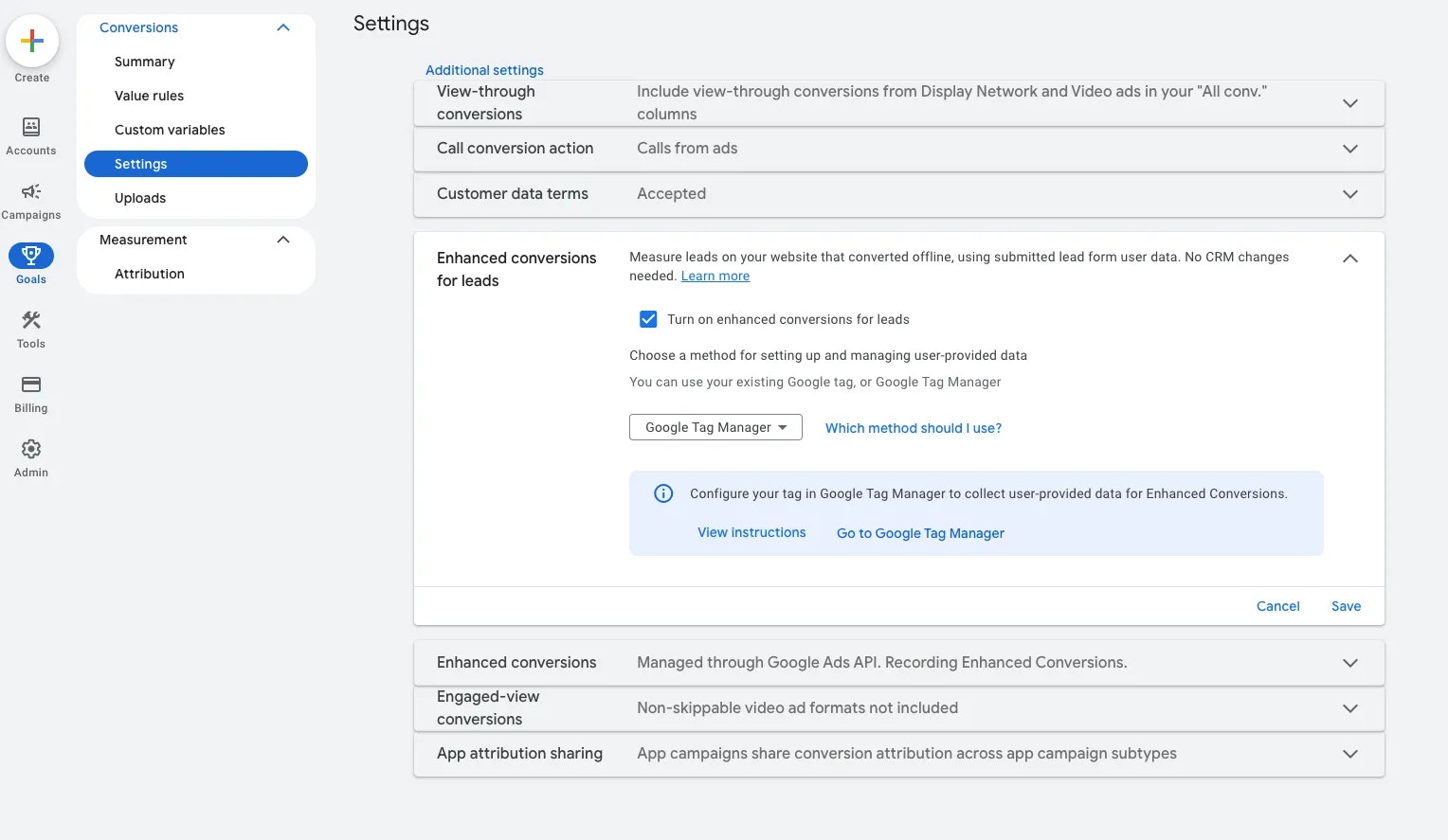 Google Tag Manager enhanced conversions for leads