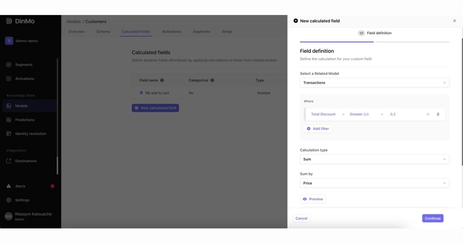 Aggregated fields DinMo