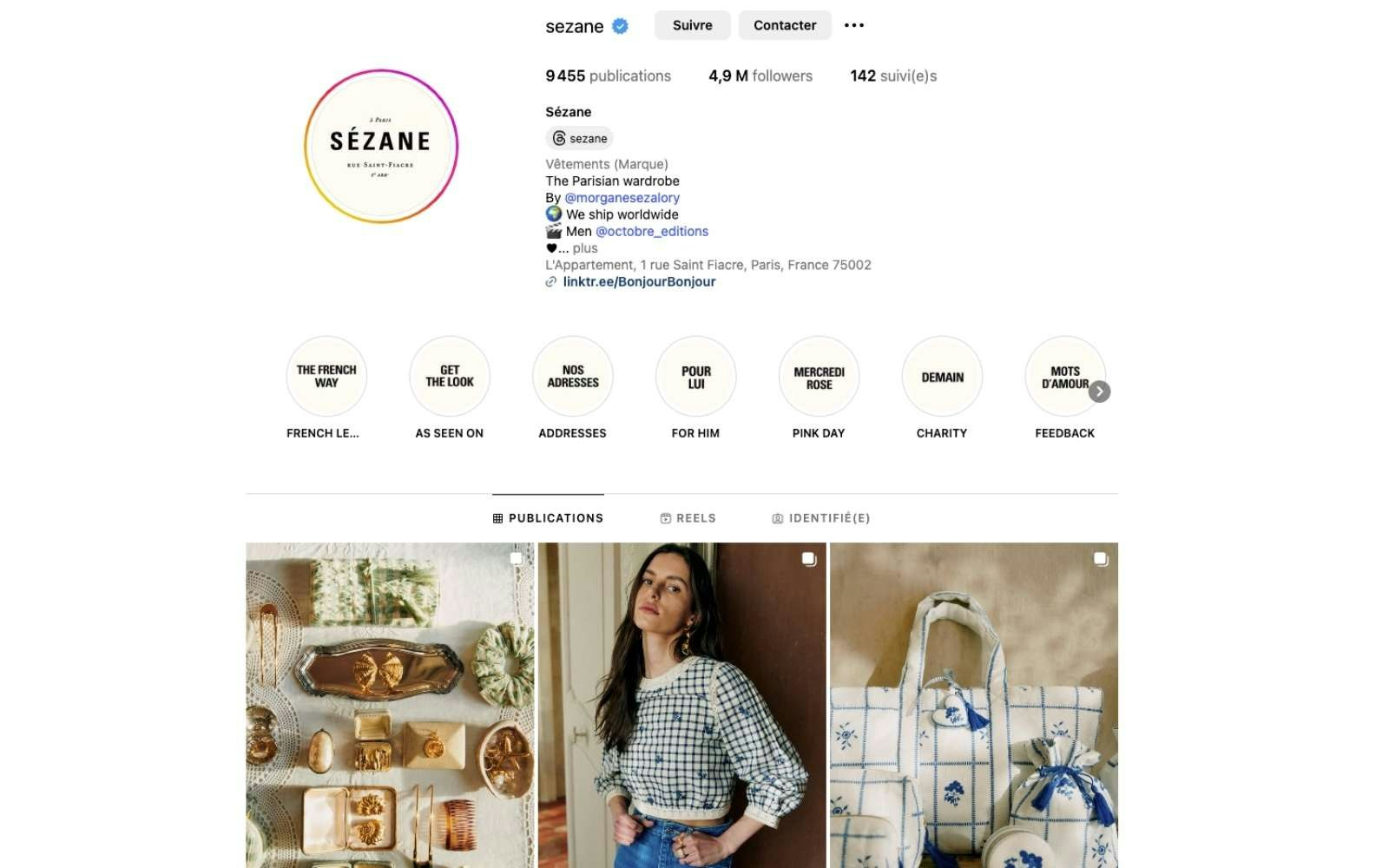 Sezane is a success story in D2C (credit: Instagram) Sezane is a success story in D2C