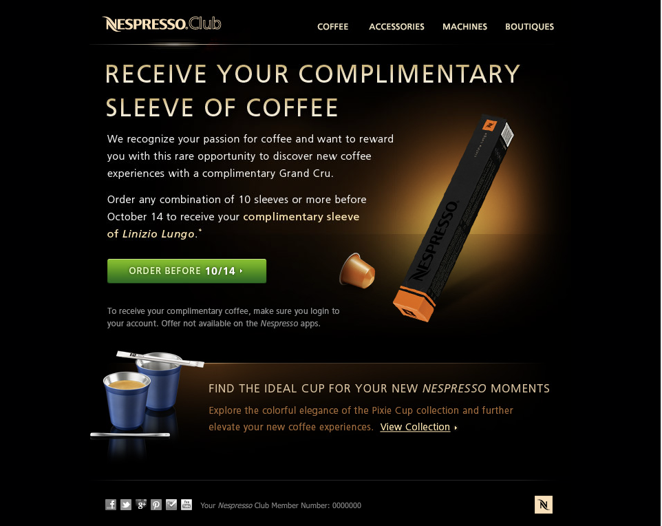 exemple d'email Nespresso club