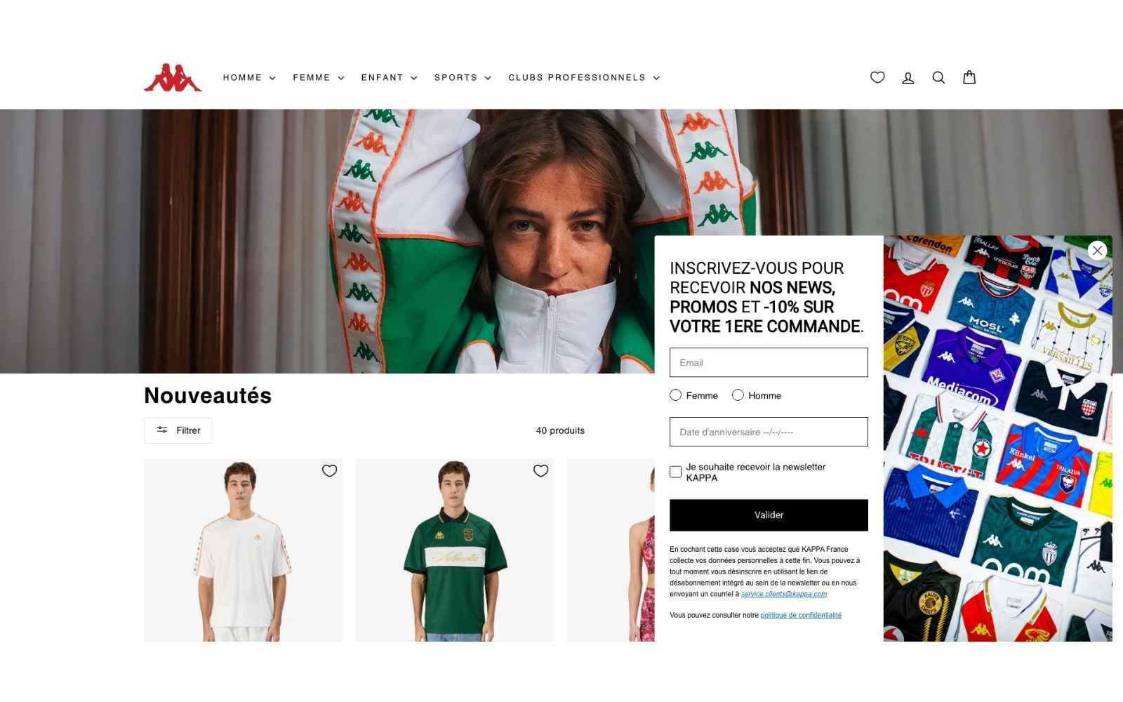 La boutique en ligne de Kappa (crédit : Kappa) La boutique en ligne de Kappa