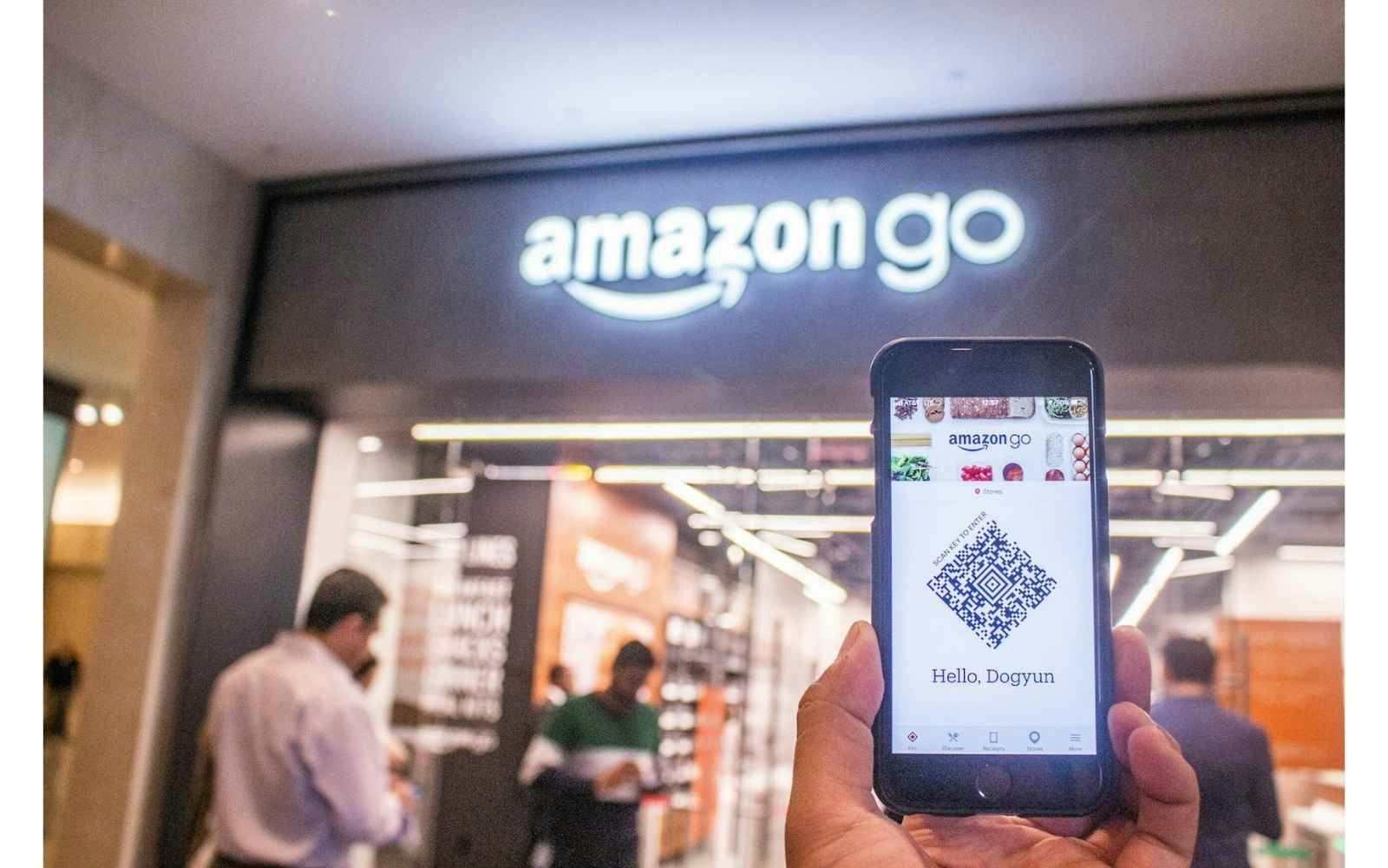 Amazon Go stores have created a buzz with a highly advanced phygital strategy (credit: Simon Bak) QR code in front of an Amazon Go store