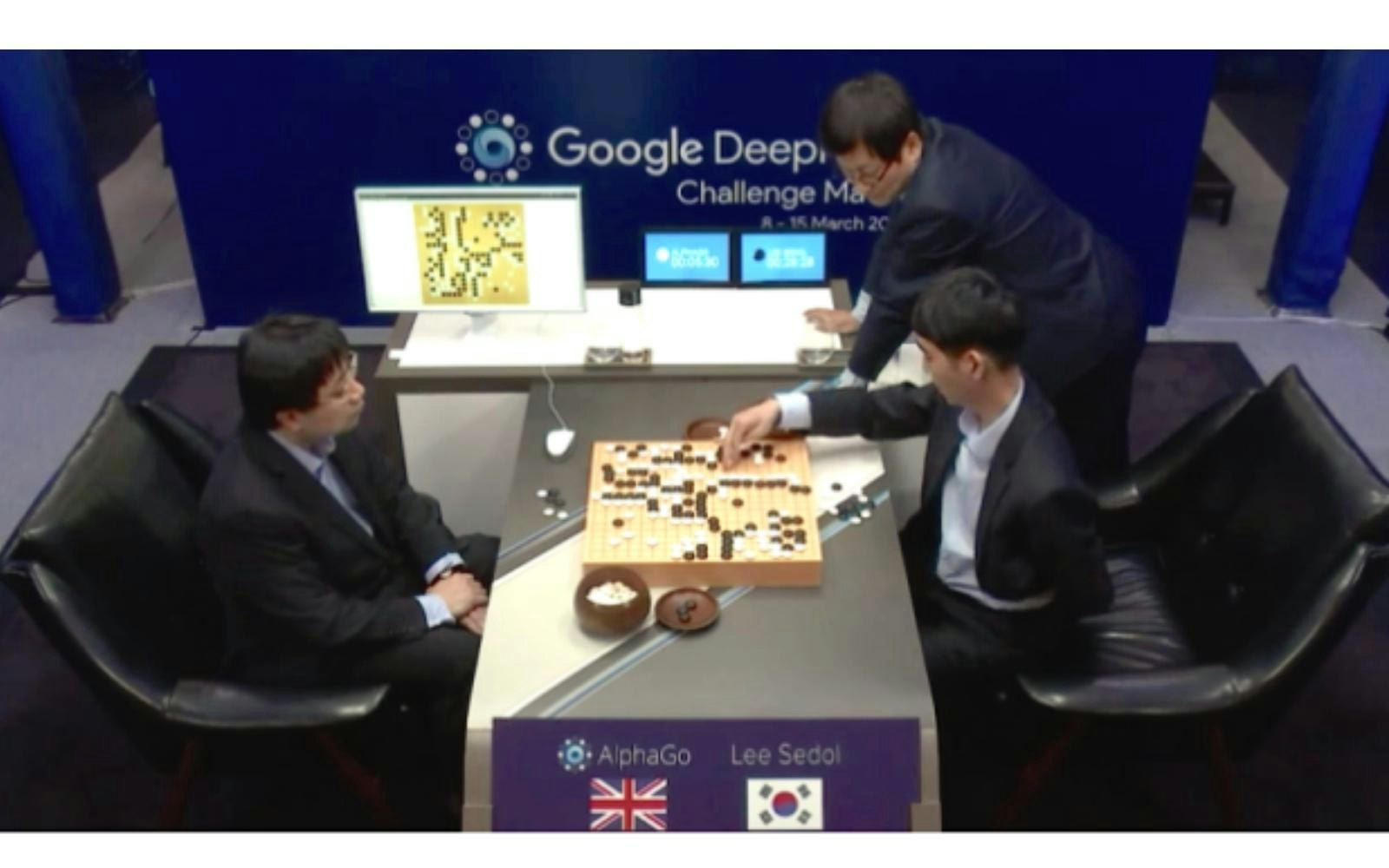At the end of his five matches against AlphaGo, the Korean champion Lee Sedol acknowledged that the machine had made more creative decisions than him (credit: Lee Jin-man/AP). AlphaGo vs Lee Sedol Go match