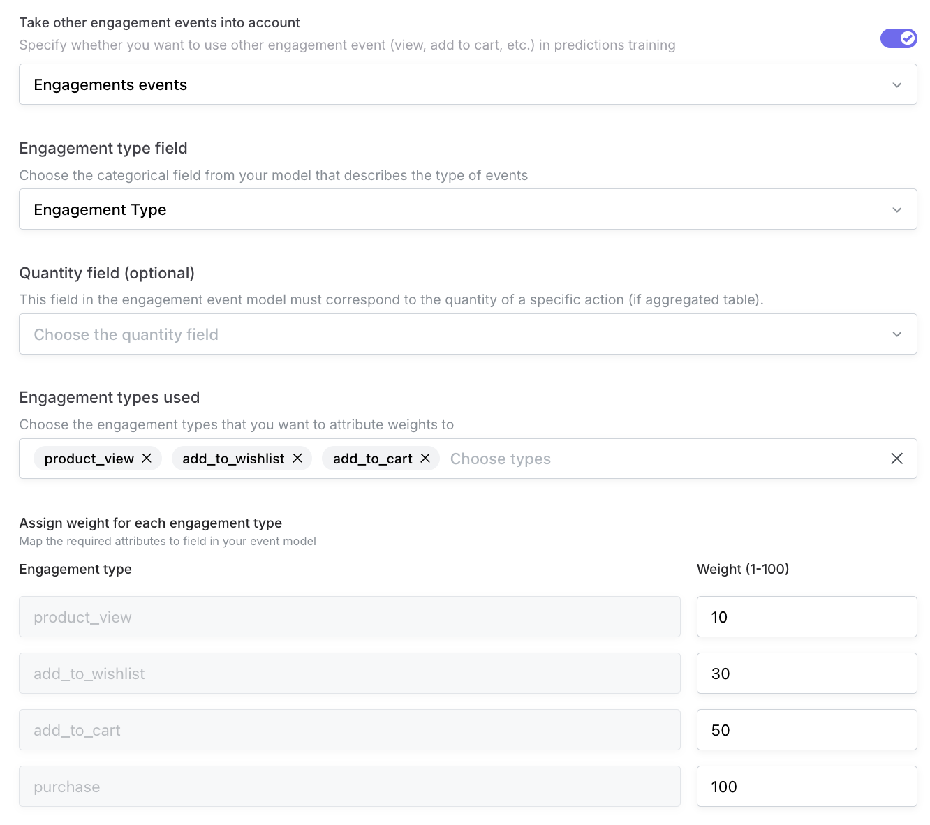 Engagement events for predictive segmentation in DinMo