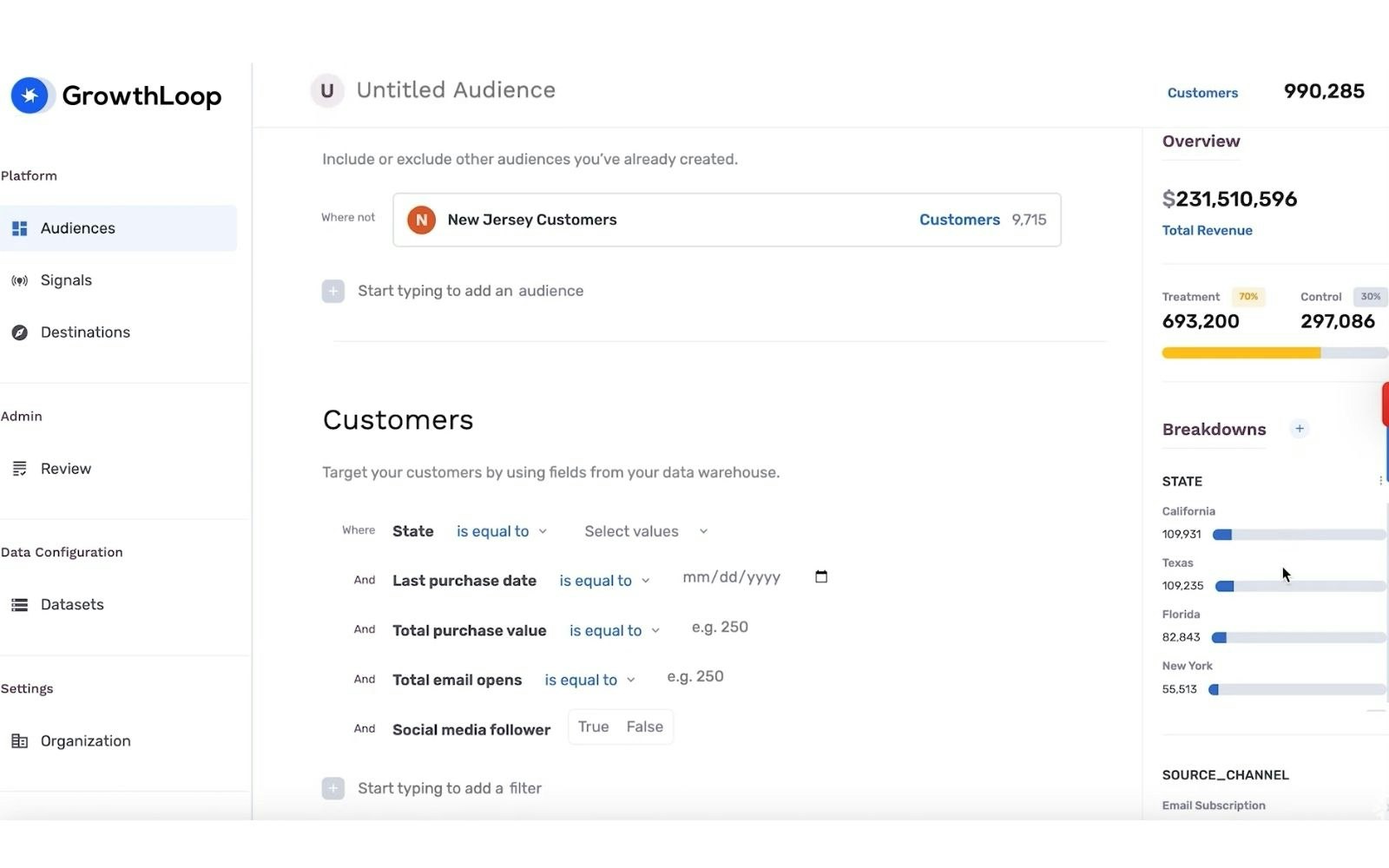 Audience hub GrowthLoop