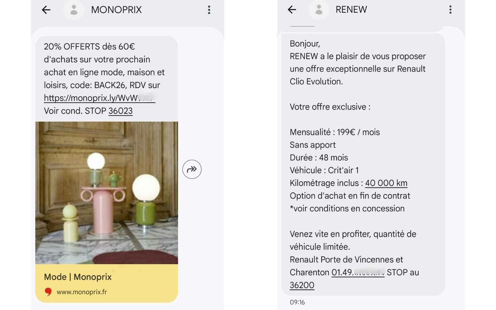 Exemples de SMS Marketing