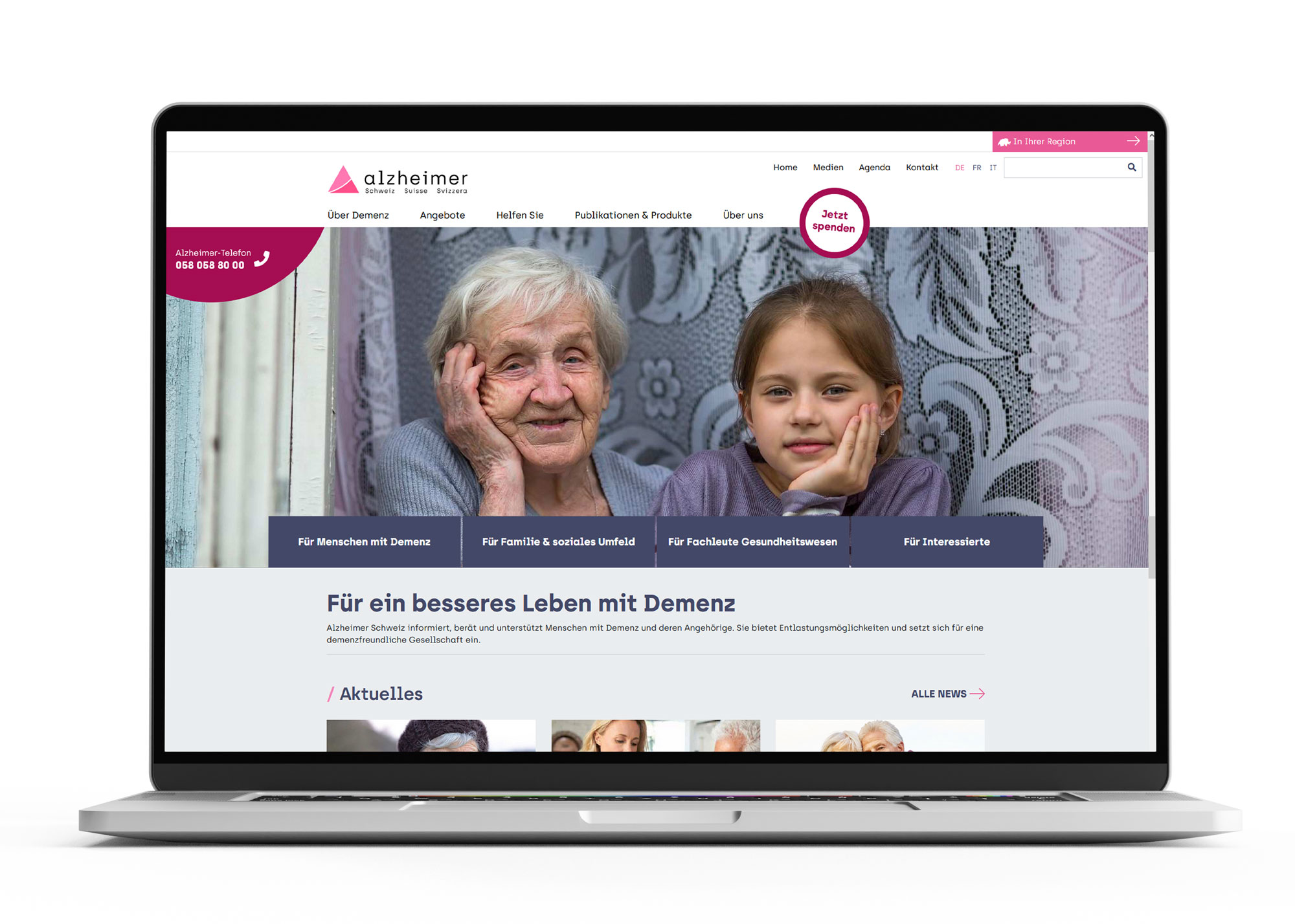 Website von Alzheimer Schweiz