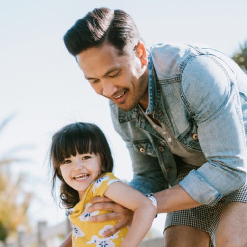 dad and daughter outside
