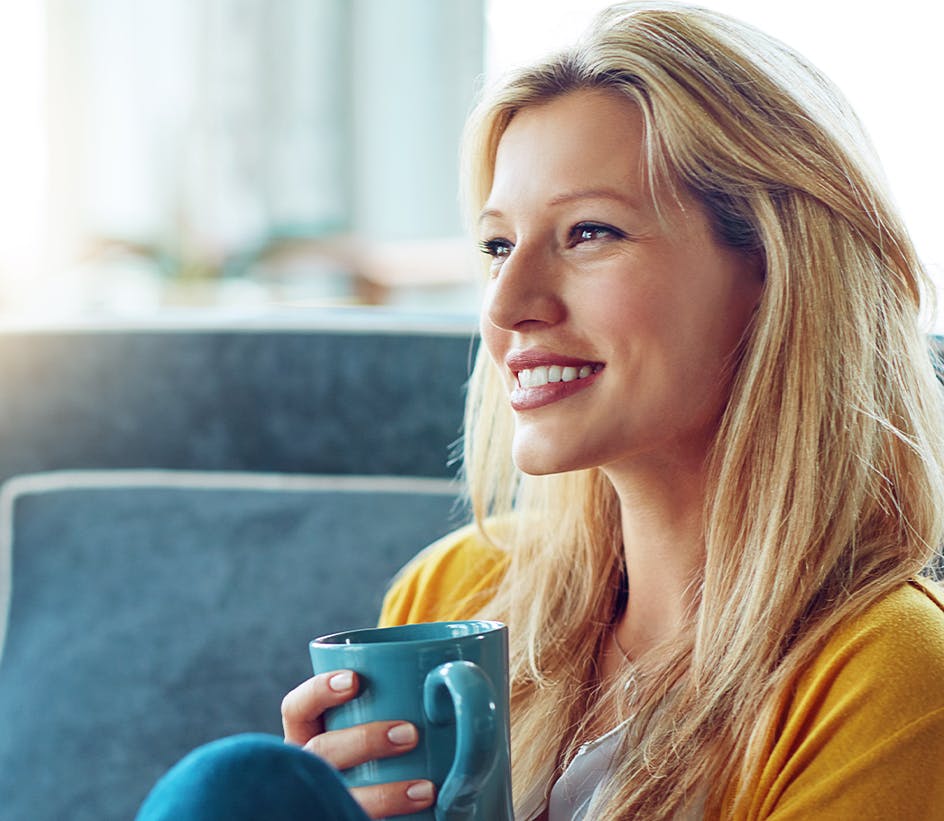 woman drinking coffee