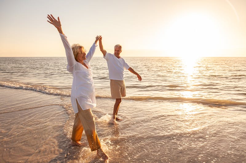 Old couple at beach