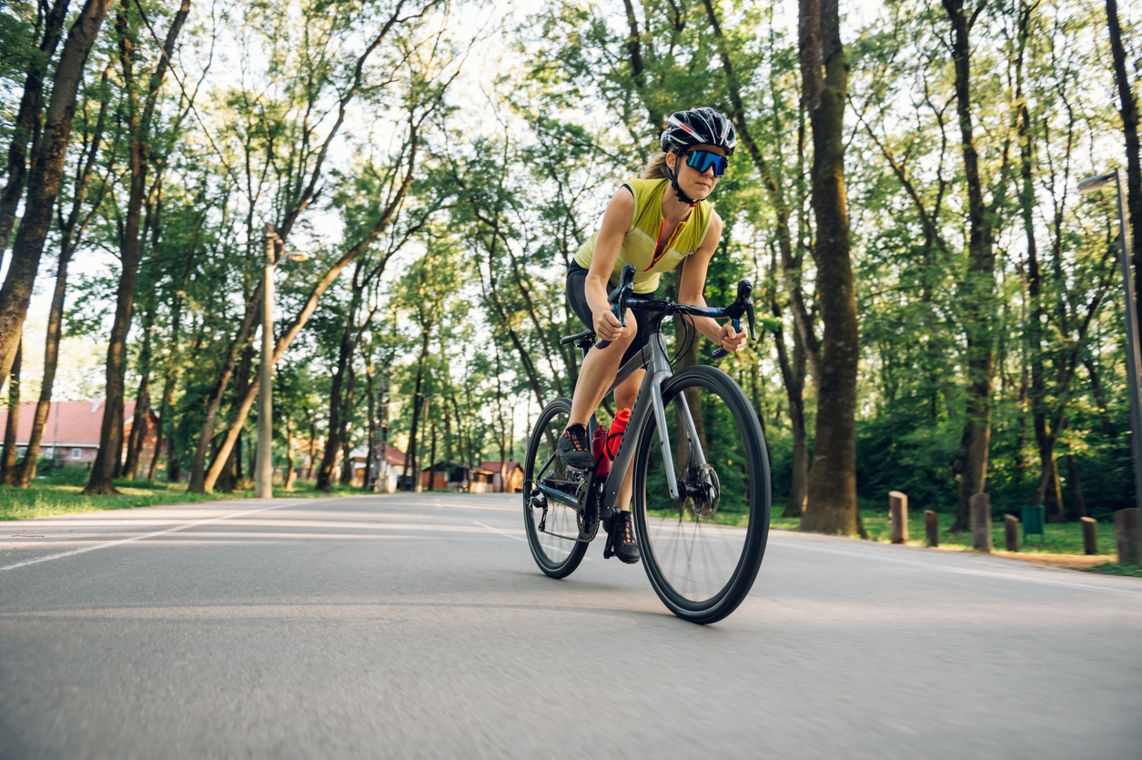 Methylene Blue Banner woman on a bike
