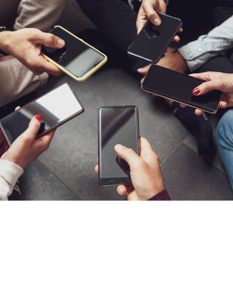 People showing their smartphones