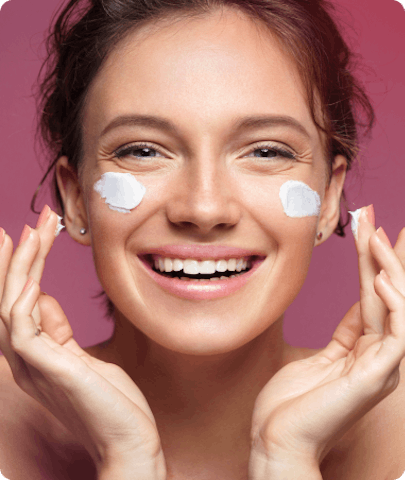 Female model with skincare products