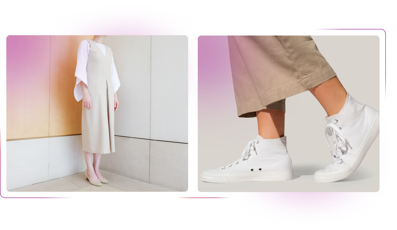 Woman in dress and white shoes