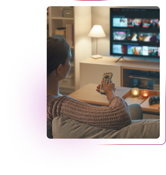 Woman using tv