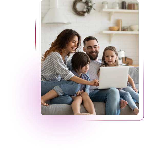 Family with a laptop