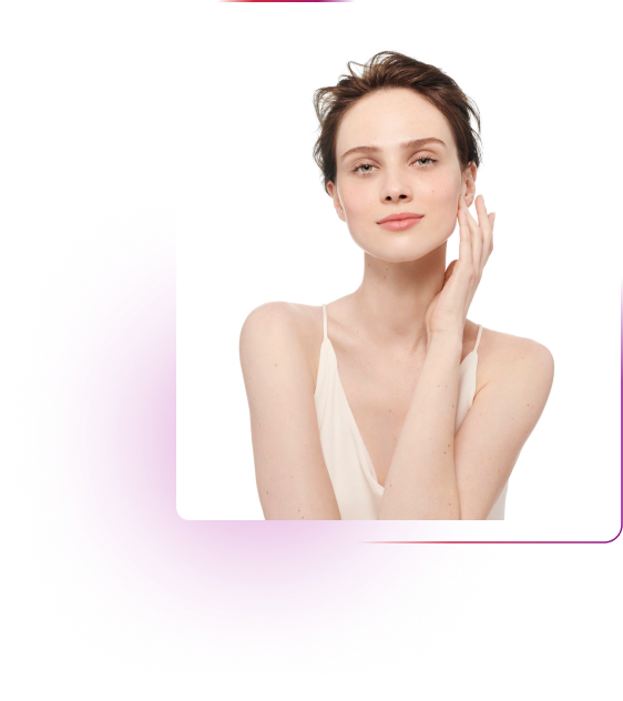 Female model advertisting skincare products