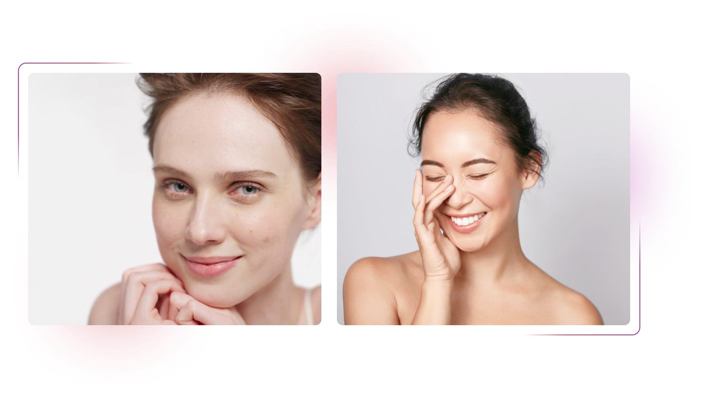 Female models advertisting skincare products