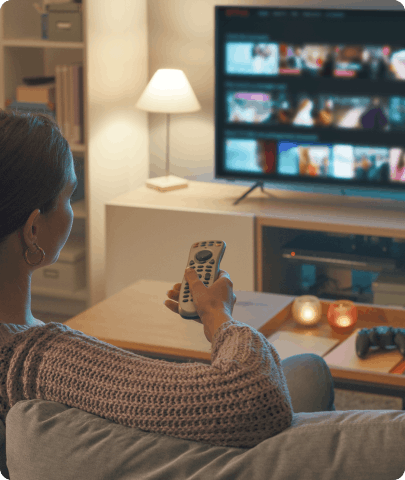 Woman using tv