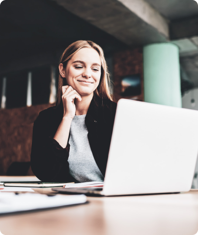 Woman looking at a laptop screen