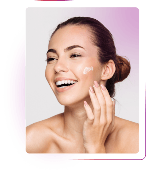 Woman using skincare products