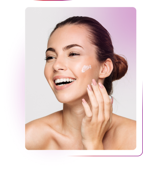 Woman using skincare products