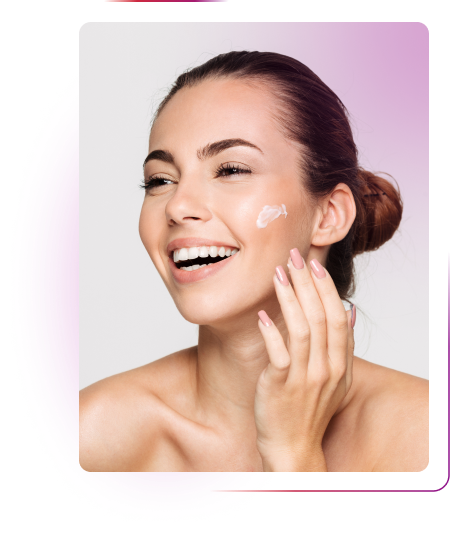 Woman using skincare products