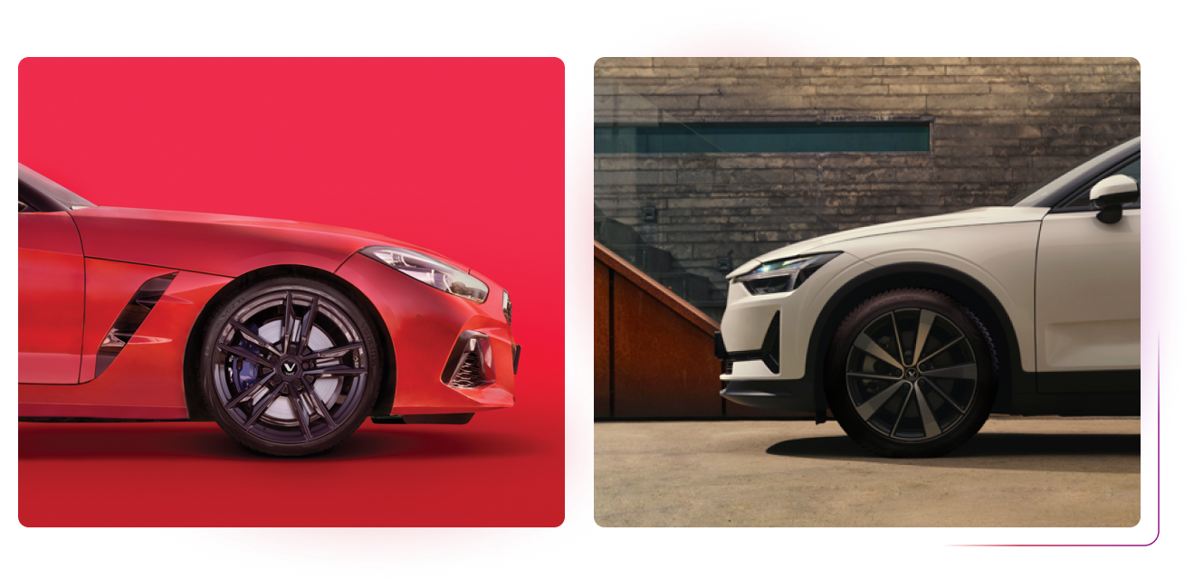 Red and white cars