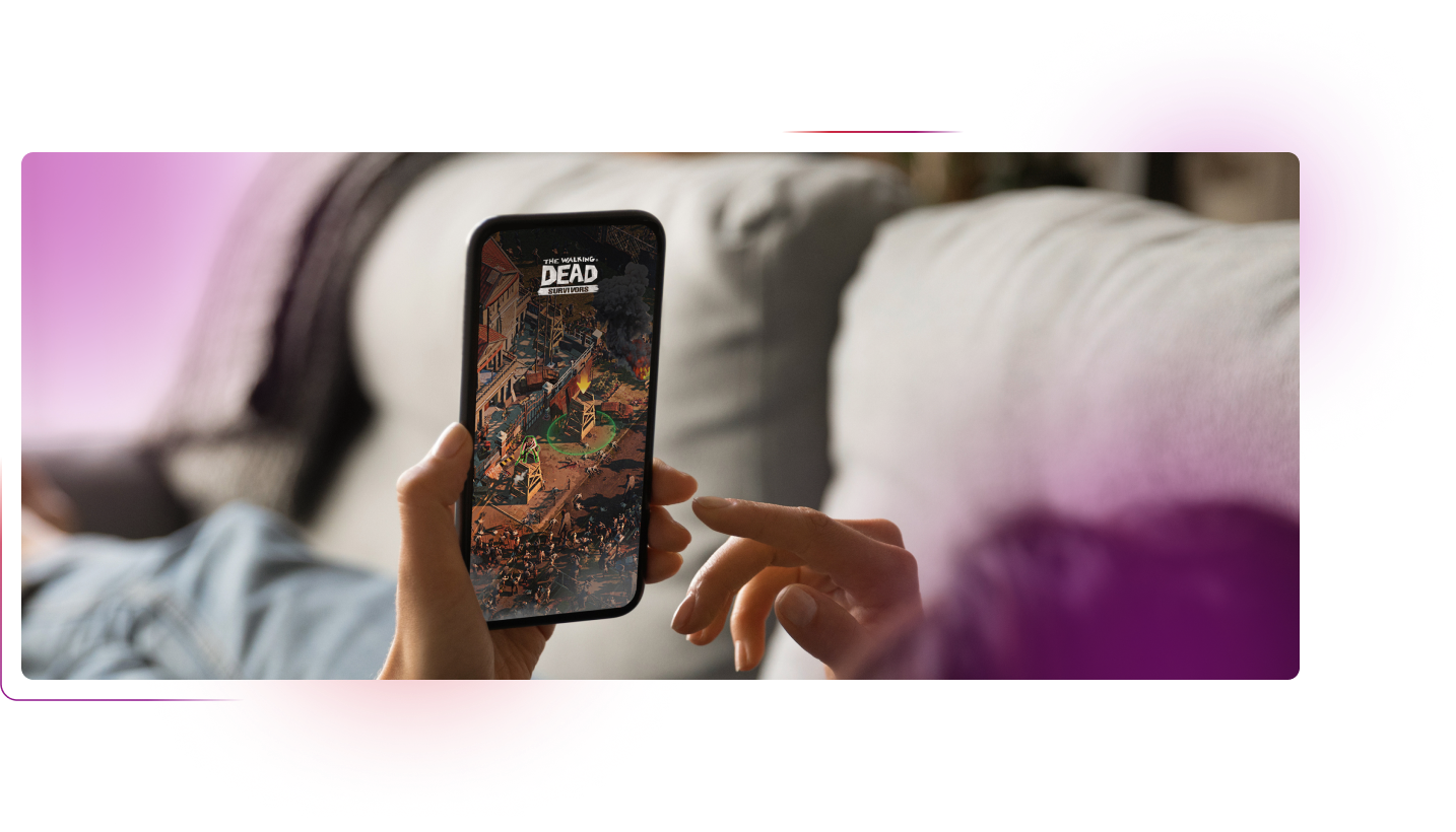 User playing mobile game