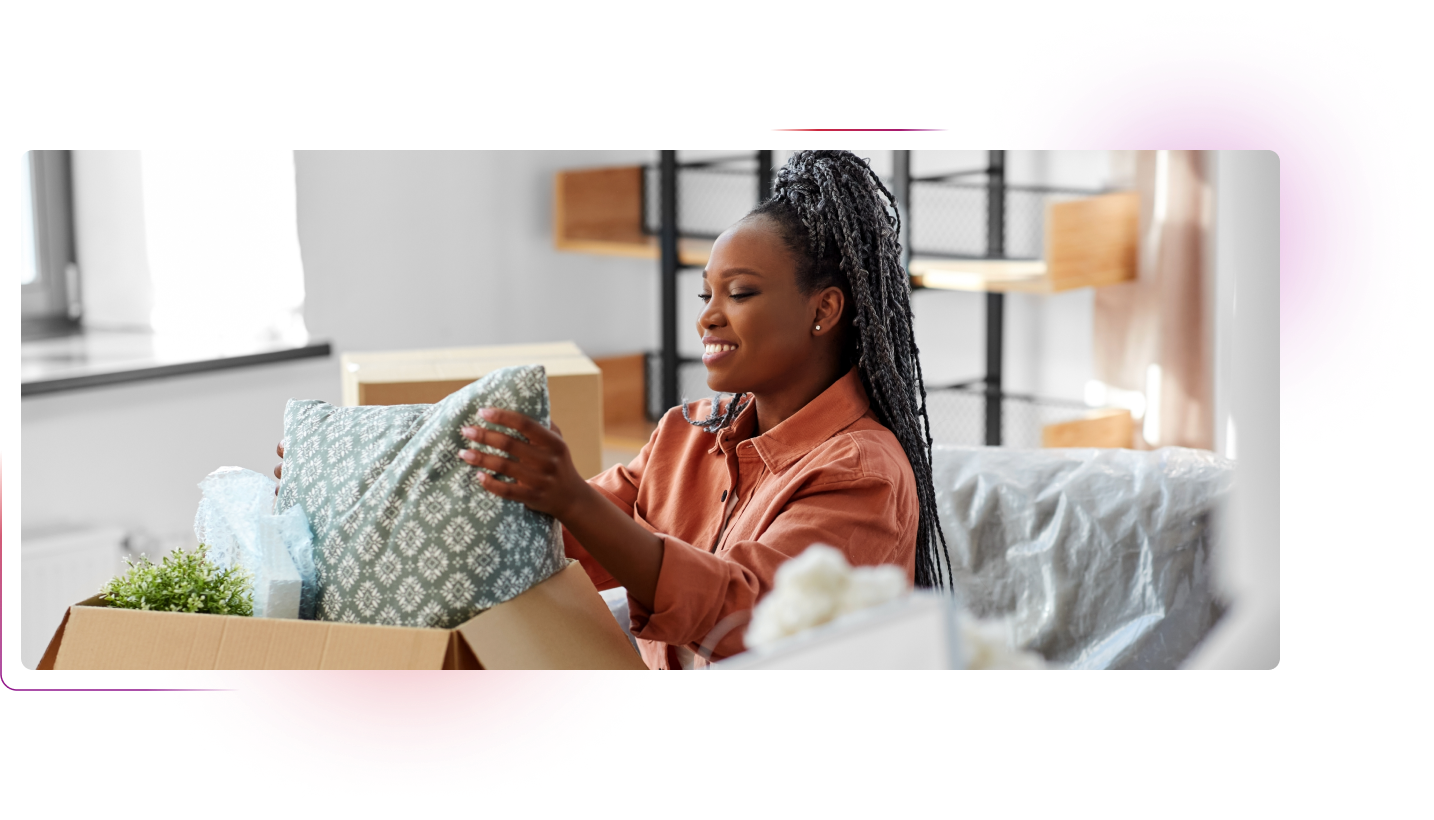 Woman unboxing a pillow
