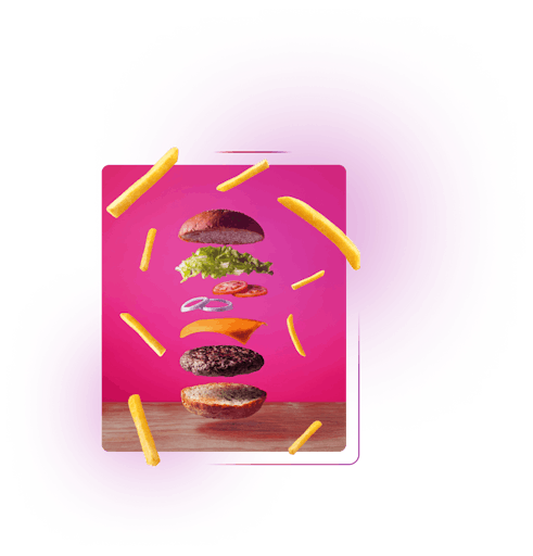 Fancy burger on pink background