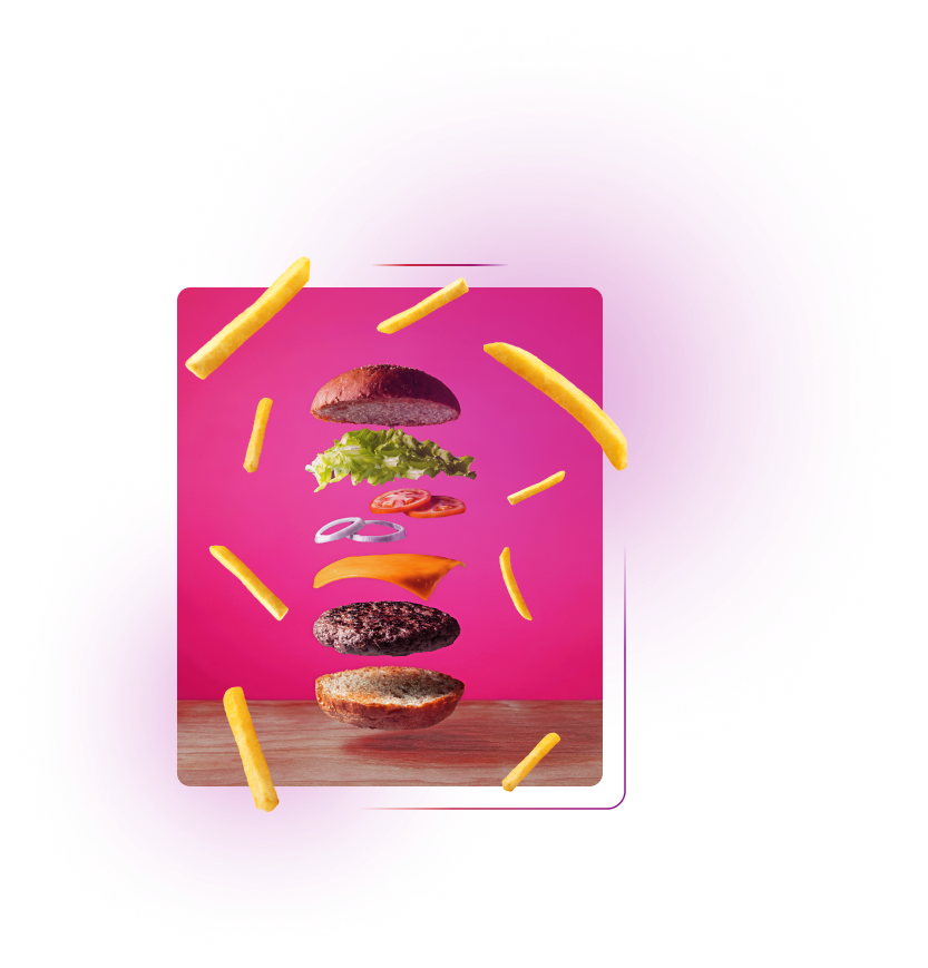 Fancy burger on pink background