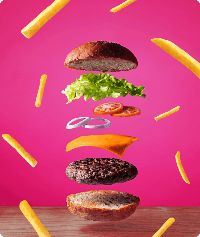 Fancy burger on pink background