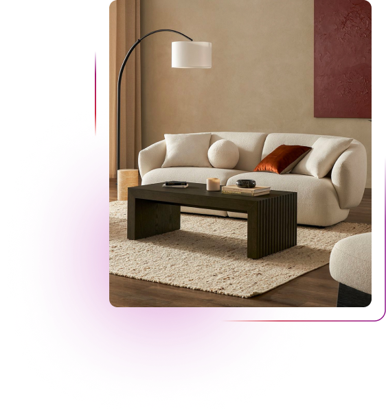 Cream-colored sofa in the living room