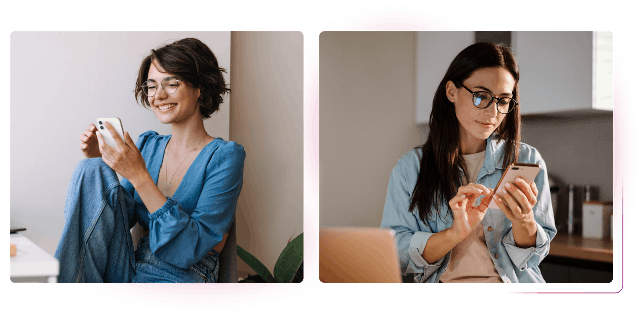 Two women using smarthpones
