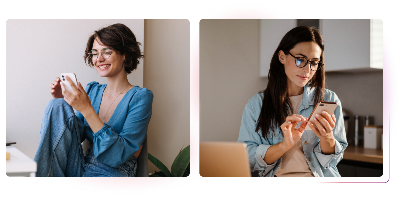 Two women using smarthpones