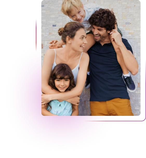 Young couple with 2 kids