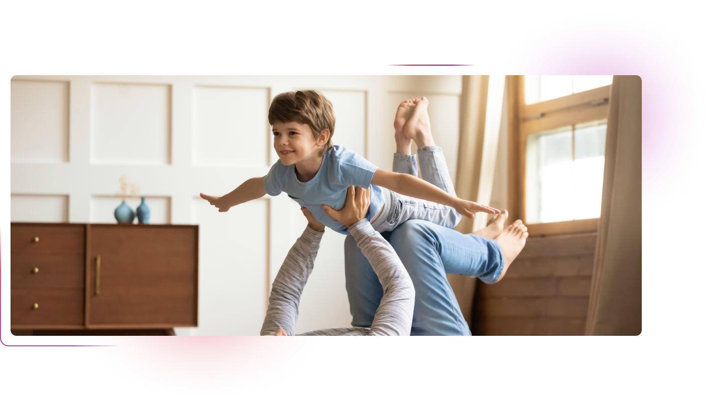 a playing child in a modern room