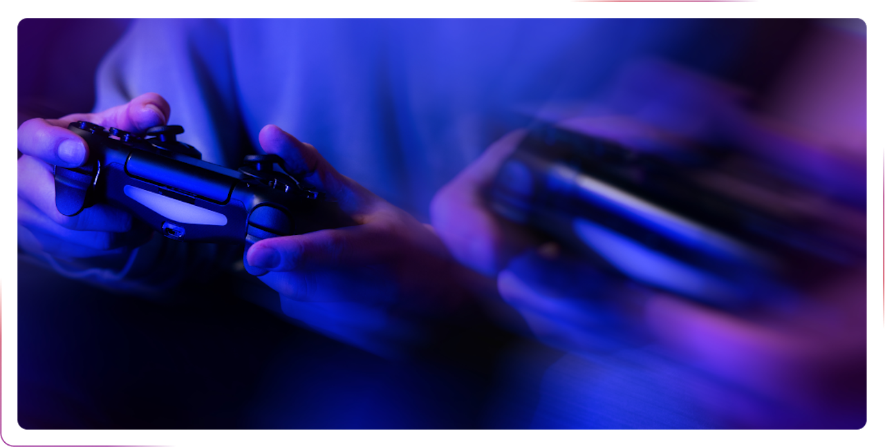 view on hands using a pad for console
