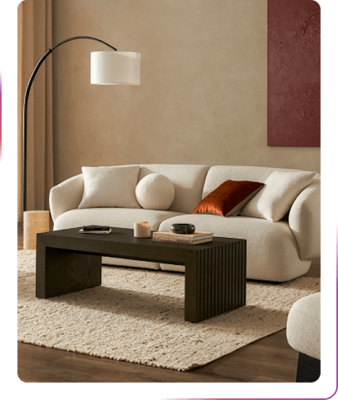 view on the sofa and table