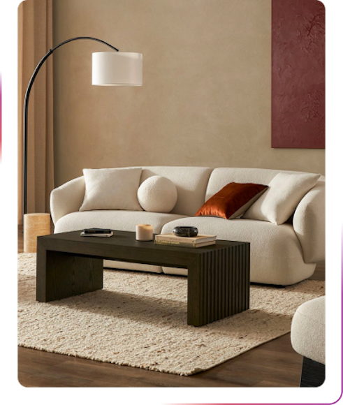 view on the sofa and table