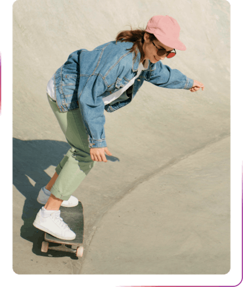 girl riding a skateboard