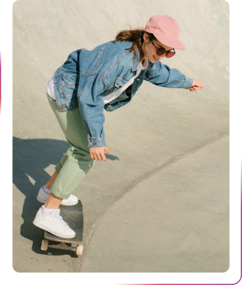 girl riding a skateboard