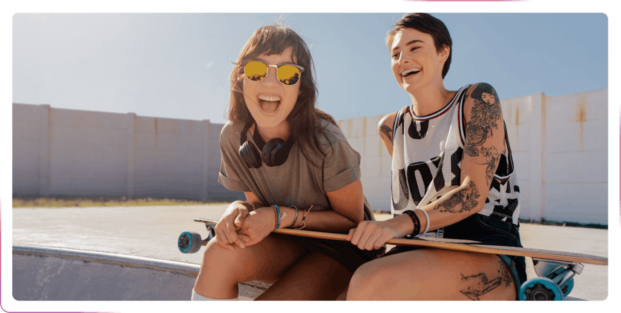 two young girls laughing