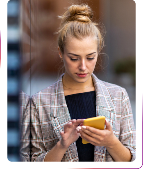 young girl using a phone
