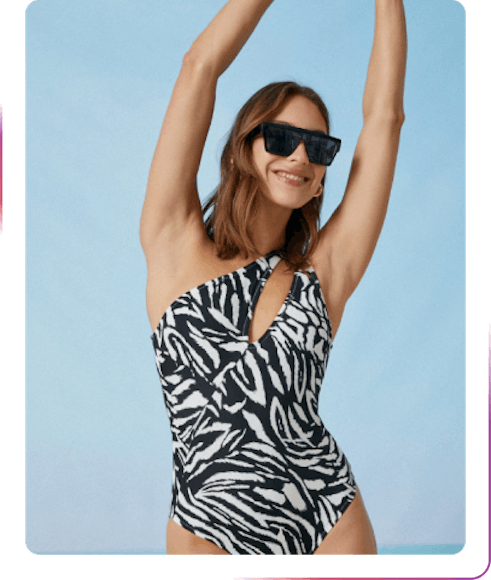 woman wearing swimsuit and smiling