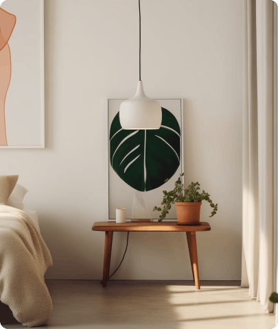 view on the table with a poster
